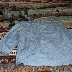 Light Blue Off-Shoulder Top